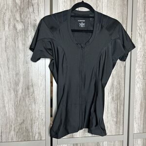 Alignmed Posture Top Shirt Full Zip Short Sleeves Black color